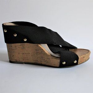 Madden Girl black crisscross strap wedge sandals